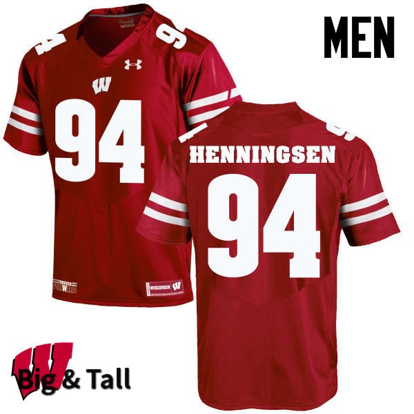 Wisconsin Badgers Men's #94 Matt Henningsen NCAA Under Armour Authentic Red Big & Tall College Stitched Football Jersey EL40M77CN